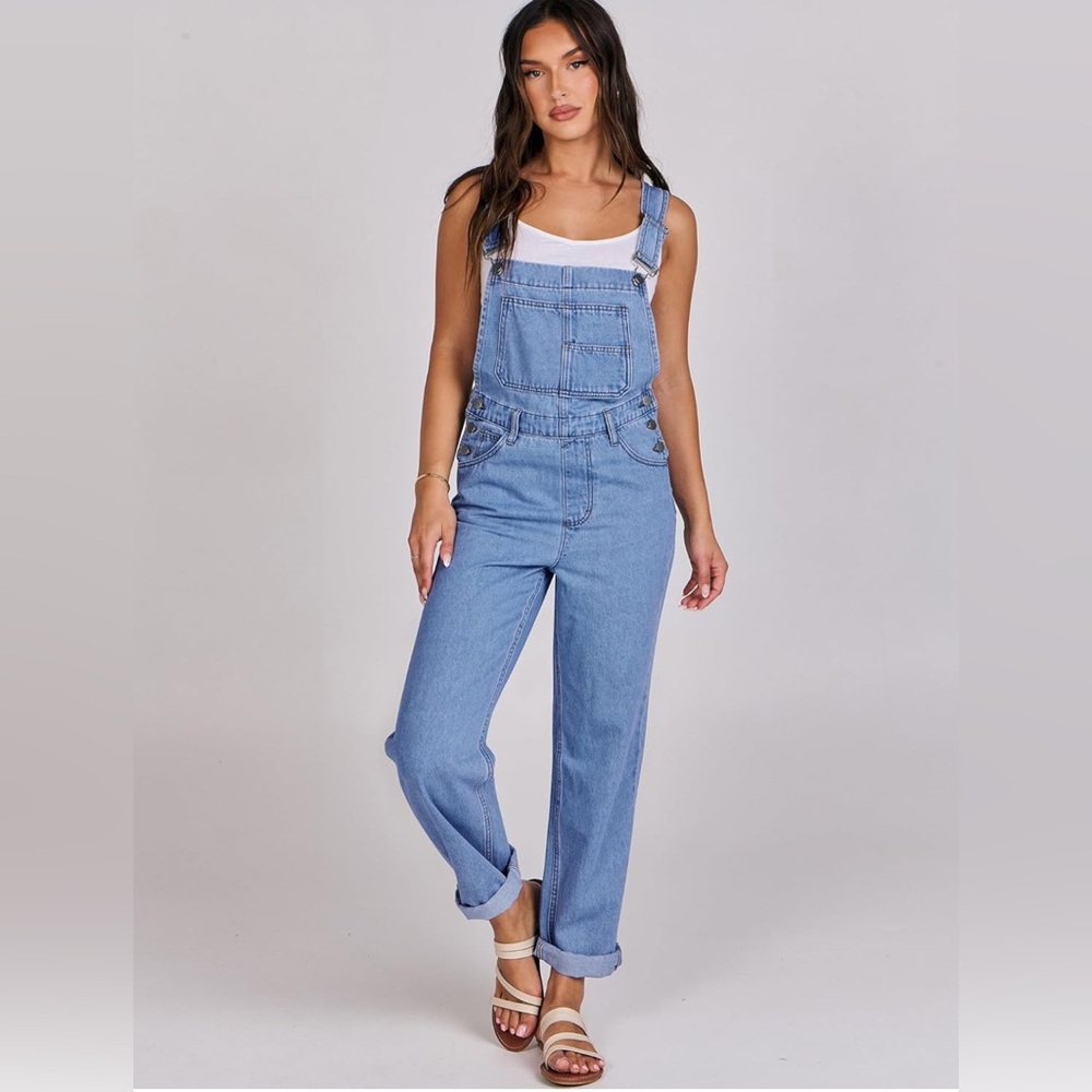 ANRABESS Loose Fit Denim Adjustable Strap Jean Jumpsuit Bib 2025 Casualwork - Picture 8 of 8